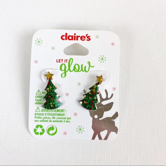 💕Claire’s Christmas Earrings Christmas Tree Studs - Picture 1 of 2